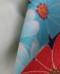 七五三 3歳女の子用被布[ポップ](被布)白にレース編み(着物)紺に赤と水色のガーベラNo.83H